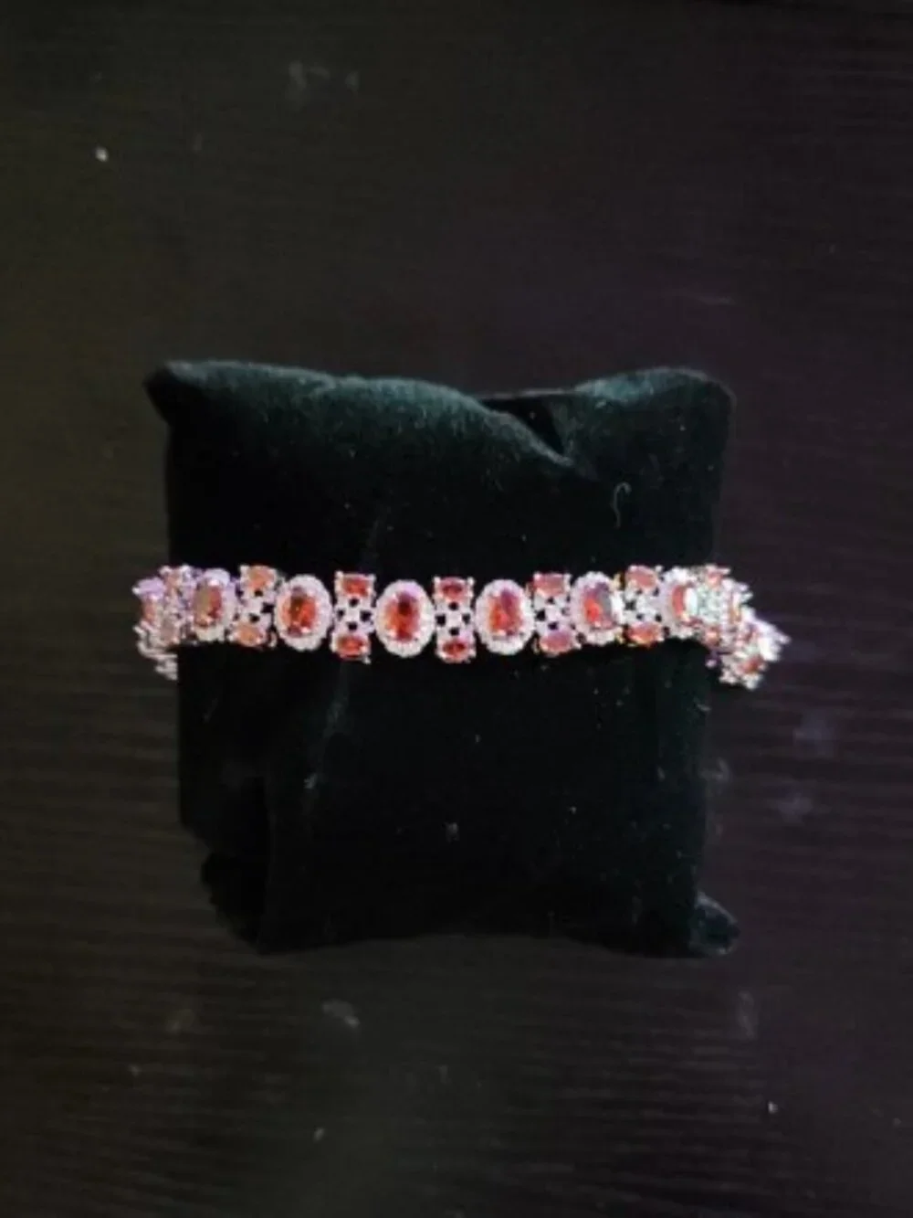 Elegant Amber Stone Tennis Bracelet with Halo Accents